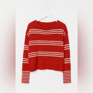 NWT Press Red and White Knit Sweater, Size XS